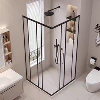 Pintu Kamar Mandi Kaca Temper Berbingkai Engsel, Pintu Kamar Mandi Pemisah Area Kering dan Basah, Cocok untuk Kamar Mandi Rumah