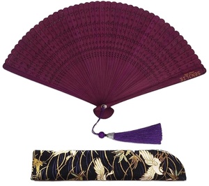 Handmade Portable Folding Bamboo <b>Fan</b> for Women-Chinese/Japanese Wooden Foldable <b>Handheld</b> <b>Fan</b> with Classic Silk Pouch - Product Image 2