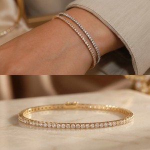 Xinfly <b>Solid</b> 18K <b>Gold</b> Lab Grown Diamond Tennis Bracelet Set Marquise & Round AU750 Natural Diamond Commuter Fine Jewelry - Product Image 3