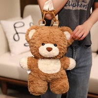 Sac à dos en peluche ours en peluche marron mignon sac en peluche haute capacité ours jouets en peluche poupée sac en peluche