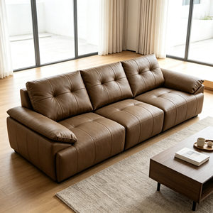 Sofá Moderno de Tres Plazas en Cuero PU con Diseño Acolchado, Brazos Acolchados y Patas Metálicas para Sala de Estar - Product Image 4