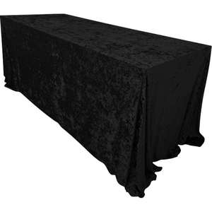 Moda boda fiesta postre Mesa Lino tela superposición decoración rectángulo 60x120 pulgadas mantel de terciopelo negro - Product Image 2