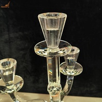 Candélabre élégant et moderne à 5 bras en cristal transparent, style américain, porte-bougie conique, décoration de centre de table pour mariage et dîner