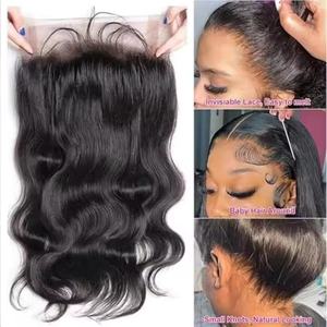 Peruca Frontal de Cabelo Humano Indiano Virgem Cru Com Cutículas Alinhadas Sem Cola Full Lace HD 13x4 360 Não Processada 100% - Product Image 2