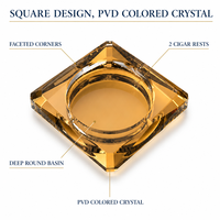 Cendrier en cristal carré avec revêtement PVD, couleurs personnalisées, 4 supports pour cigares, 12 cm, 15 cm, 18 cm, 20 cm, cadeau d'hôtel, vente en gros, OEM