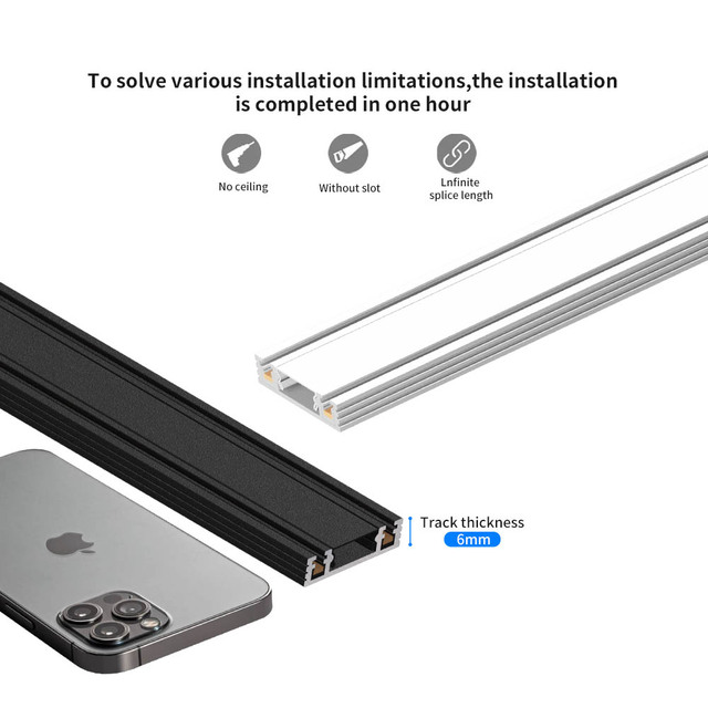 48V Ultra Thin Magnetic LED Track Light Rail Linear Dimmable Smart System Recessed Surface for Commercial Shop Lighting