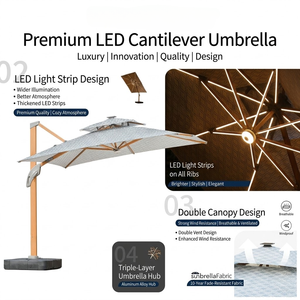 <span class=keywords><strong>Parasol</strong></span> Cantilever Solaire LED d'Extérieur Meiqi, Grand <span class=keywords><strong>Parasol</strong></span> de Jardin <span class=keywords><strong>pour</strong></span> Villa, <span class=keywords><strong>Terrasse</strong></span>, Resort, Balcon - Product Image 4