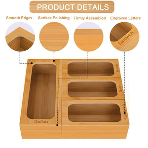 Ziplock bag food dispenser storage bag bamboo storage box ziplock bag for kitchen storage