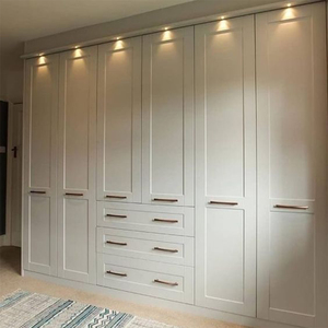 Natural Walnut Solid Wood <b>Wardrobe</b> Floating Wall Mounted Closet Space Saving Storage for Modern Bedroom Decor - Product Image 4