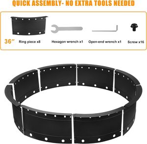 Large Outdoor Campfire <b>Pit</b> 36 Inch <b>Fire</b> <b>Pit</b> Ring Smokeless Steel Firepit with Air Vent for Efficient <b>Burning</b> Mail Order Packing - Product Image 3