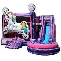 Château gonflable licorne 2021 avec toboggan, château gonflable combiné avec toboggan et piscine pour enfants et adultes