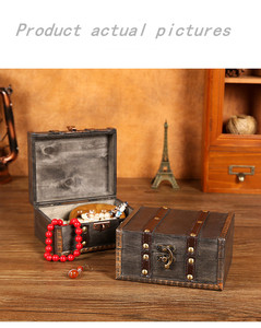 Vintage <strong>Wooden</strong> Box WBH49-WBH51 Jewelry Storage Box <strong>Antique</strong> Decor Pirate Treasure Chest for Film Shooting Decoration - Product Image 6