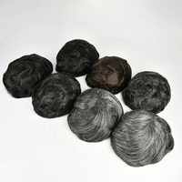 Perruque pour homme ultra-fine faite à la main en cheveux indiens Remy, toupet souple en PU, système capillaire naturel, prothèse capillaire légèrement ondulée, moyen clair