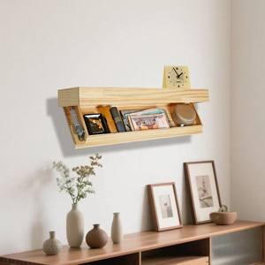 Étagère murale flottante en bois avec compartiment secret pour la décoration de la maison - Product Image 4