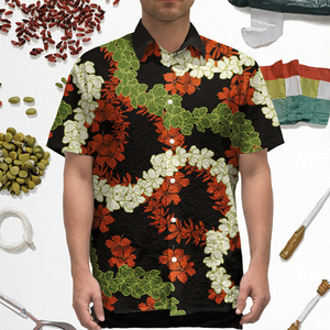 Camiseta de Verano para Hombre, Personalizada, con Diseño Tribal Samoano Tapa, Cuello en V, Manga Corta, Cierre de Botón, Tejida - Product Image 3