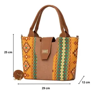 Bolso Tote de Yute Fana Eva, Tamaño Mediano, con Estampado, Cierre de Broche, para Uso Diario, Playa y Compras - Product Image 4