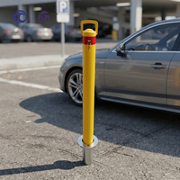 Poteau de sécurité en acier jaune, dissimulé, verrouillable, amovible, avec clé / Poteau de 90 mm amovible avec manchon et cadenas