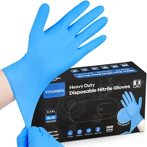 SANWEI Heavy-Duty Blue Disposable Nitrile Gloves Box Of 100 6-mil Fully Textured Powder-Free Latex-Free Non-Sterile