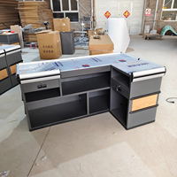 Comptoir de caisse en acier inoxydable en forme de L Fujiahe CC-T, hauteur 85 cm, pour magasin de proximité et commerce de détail