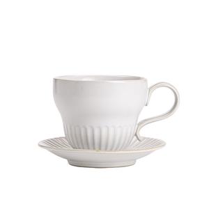 Ensemble tasse à café en céramique blanche avec soucoupe, forme ronde, style rétro luxueux pour le thé de l'après-midi, origine Dehua - Product Image 5