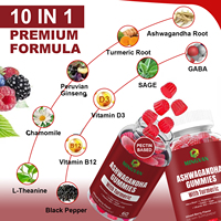 Compléments alimentaires à base d'ashwagandha et de curcuma sans sucre OEM/ODM pour adultes, gommes pour soulager le stress, soutenir la lutte contre l'inflammation et lutter contre les radicaux libres