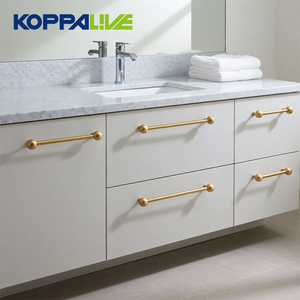 KOPPALIVE <span class=keywords><strong>Tiradores</strong></span> de Latón Sólido Personalizados para Puertas de Gabinetes, Manijas de Níquel Cepillado para Cajones y Armarios, <span class=keywords><strong>Tiradores</strong></span> Dorados para Muebles de Cocina - Product Image 4