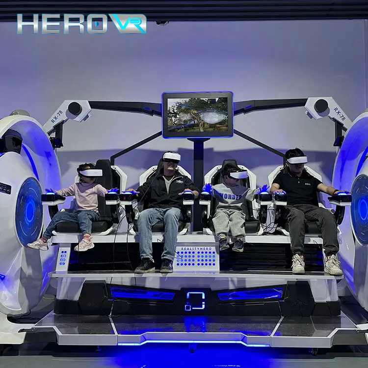 HEROVRアミューズメントパークが9Dバーチャルリアリティシネマ9DカプセルシェイプモーションチェアVRシネマ4シートに乗る