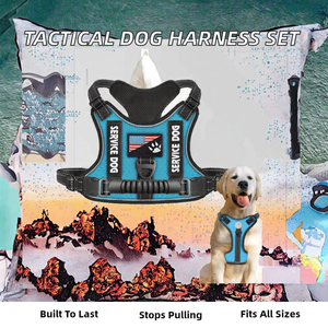 Pettorina Tattica Regolabile a 3 Clip per Cani, Gilet da Servizio Senza Trazione, Set con Guinzaglio per Cani Piccoli e Grandi, per Esterni - Product Image 2