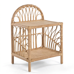 Meilleur design-meuble de chevet rectangulaire à 2 niveaux tissé à partir de rotin naturel, meubles de chambre familiale, meuble de rangement pour salon - Product Image 1