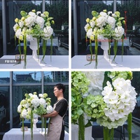 Decoración para Mesa de Recepción, Bola de Flores Artificiales, Hortensia Blanca, Amaranto Verde, Centro de Mesa Floral de Seda