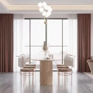 <b>Wooden</b> oval household dining table and chair with minimalist and luxurious design office <b>desk</b> conference table workbench - Product Image 3