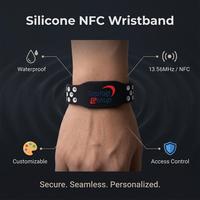 Bracelet en silicone RFID étanche IP68 avec logo personnalisé, 13,56 MHz NFC pour clé de chambre d'hôtel intelligente, contrôle d'accès de salle de sport et carte de membre