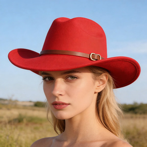 Fedora Hat Wide Brim Black Wool Blend Solid Color M56-58cm Stylish Commute Cowboy Hat - Product Image 4