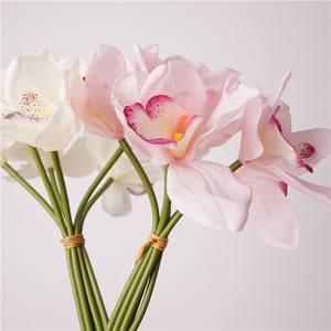 Nuevo Diseño de Orquídea Cymbidium de Látex, <span class=keywords><strong>6</strong></span> Ramas, Ramo de Flores Artificiales de Tacto Real para Decoración de Bodas, Eventos y Fiestas - Product Image 1
