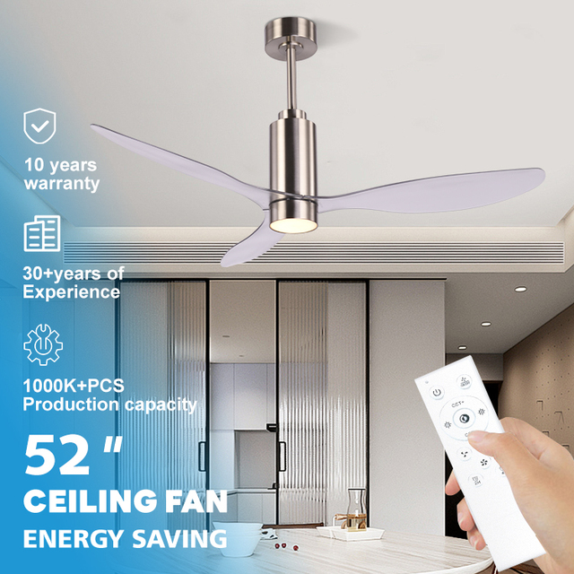 Hot Sale Low Noise BLDC Motor ABS 3 Blades Remote Control Led Ceiling Fan Light for Indoor Home Living Room