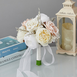 S0065R Nouveau Bouquet de Pivoines Artificielles de Haute Qualité pour Mariage, Mariée et Demoiselle d'honneur, au Style Raffiné et Tendance - Product Image 4