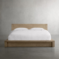 Imperial American Vintage Eichen-Plattformbett, 3-Schubladen-Seitenstauraum King-Queen-Bettgestell, Luxuriöses Arhaus-Stil Massivholz-Hauptschlafzimmerbett