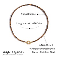 Collier Zooying en pierres naturelles colorées de 4 mm pour l'automne et l'hiver, fermoir en acier inoxydable plaqué sous vide