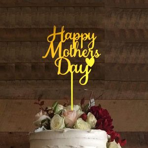Adornos Acrílicos <span class=keywords><strong>para</strong></span> Pasteles de <span class=keywords><strong>Cumpleaños</strong></span>, Decoración Dorada con la Frase 'Happy Thanks Mom', Adorno Redondo <span class=keywords><strong>para</strong></span> Pastel de Mamá - Product Image 5