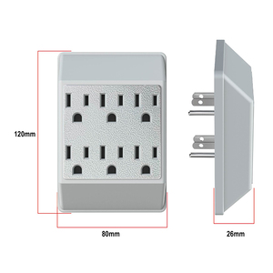 Prise murale à 6 prises pour le marché américain, 15A 125V, prise électrique avec mise à la terre, câble de 5m, multiprise - Product Image 1