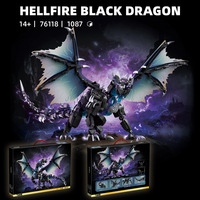 Set de Construcción Hellfire Black Dragon, 1087 Piezas, Articulaciones Móviles, Modelo de Dragón de Fantasía para Adultos