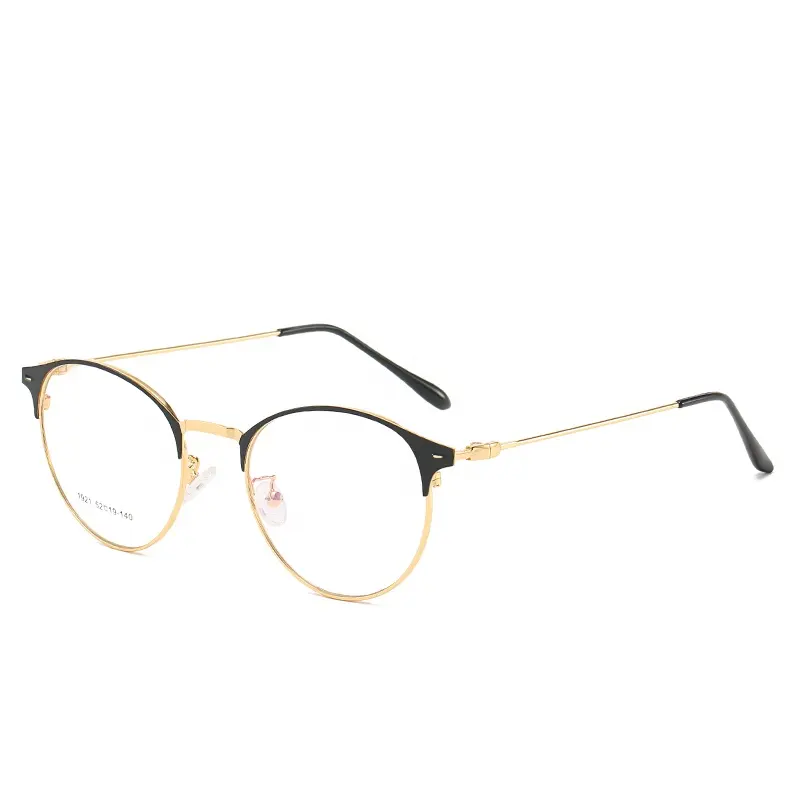 新しい高品質ラウンドシルバーゴールド眼鏡フレームファッション光学メガネ眼鏡
