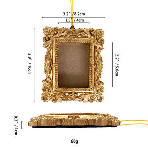 Khung ảnh nhựa vintage, khung ảnh nhỏ màu vàng, khung ảnh trưng bày ảnh cổ, khung ảnh thu nhỏ nhỏ xíu để trang trí nhà cửa, đám cưới - Product Image 3