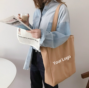 Sac à main pour femme en toile de couleur contrastée à lettres coréennes, à une épaule, décontracté, avec poignée en coton, logo personnalisé pour les étudiants, vente en gros - Product Image 1