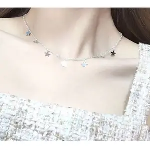 wholesale boho best simple stainless steel butterfly and stars charms chain bohemian choker necklace jewelry for women