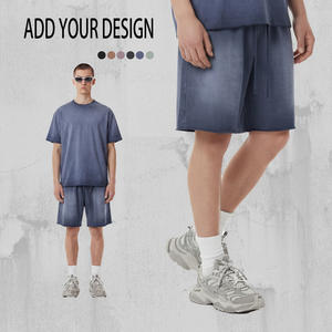 Shorts de sport décontractés amples et surdimensionnés pour homme, en polyester/coton épais 320g, avec logo personnalisé, qualité supérieure, effet délavé - Product Image 2