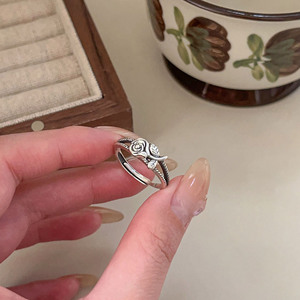 Yinruitai S925 Sterling Silver Rose <b>Open</b> <b>Ring</b> For Women Light Luxury High End Niche Plain Band - Product Image 4