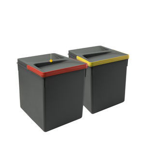 Emuca spagna grigio antracite plastica ricicla contenitori cassetto cucina 2X15 litri coperchio resistente agli odori altezza 266 cm - Product Image 1