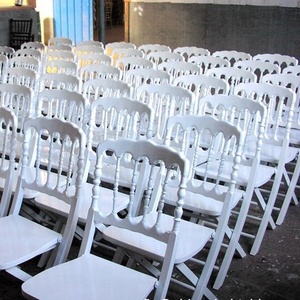 Chaises de mariage pliante en bois blanc, 4 pièces, pour fête, Banquet et salle à manger, vente en gros - Product Image 1