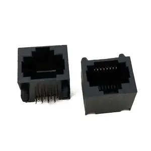 模块化插孔RJ45连接器母头DIP 56直角8P8C以太网插座L = 15.1毫米
